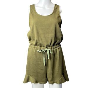 Mika & Gala Ribbed Knit Ruffle Romper Green Size Medium
